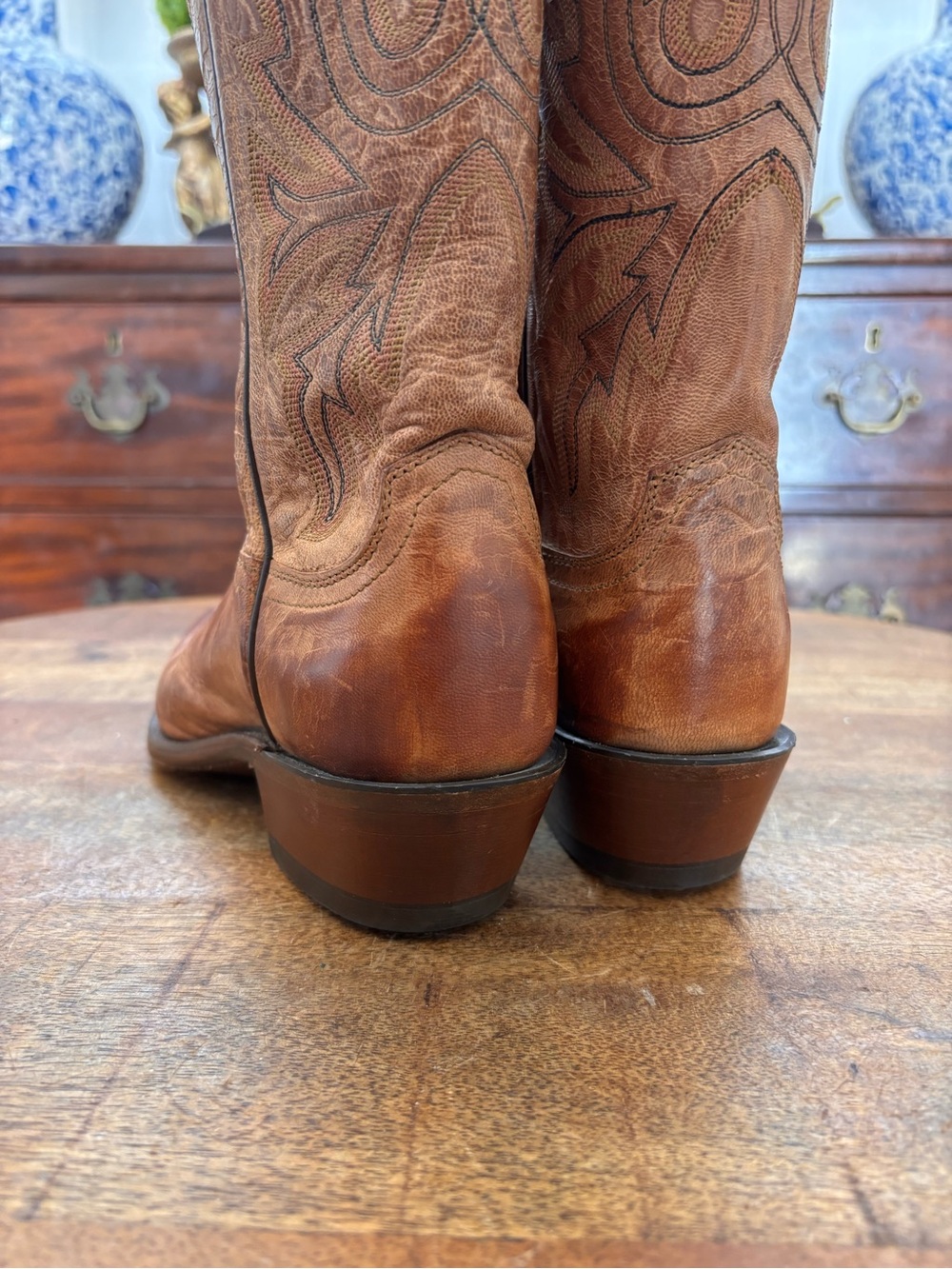 Lucchese Brown Embroidered Leather Heeled Cowboy Boots Savannah mad dog 7.5 - Picture 8 of 11